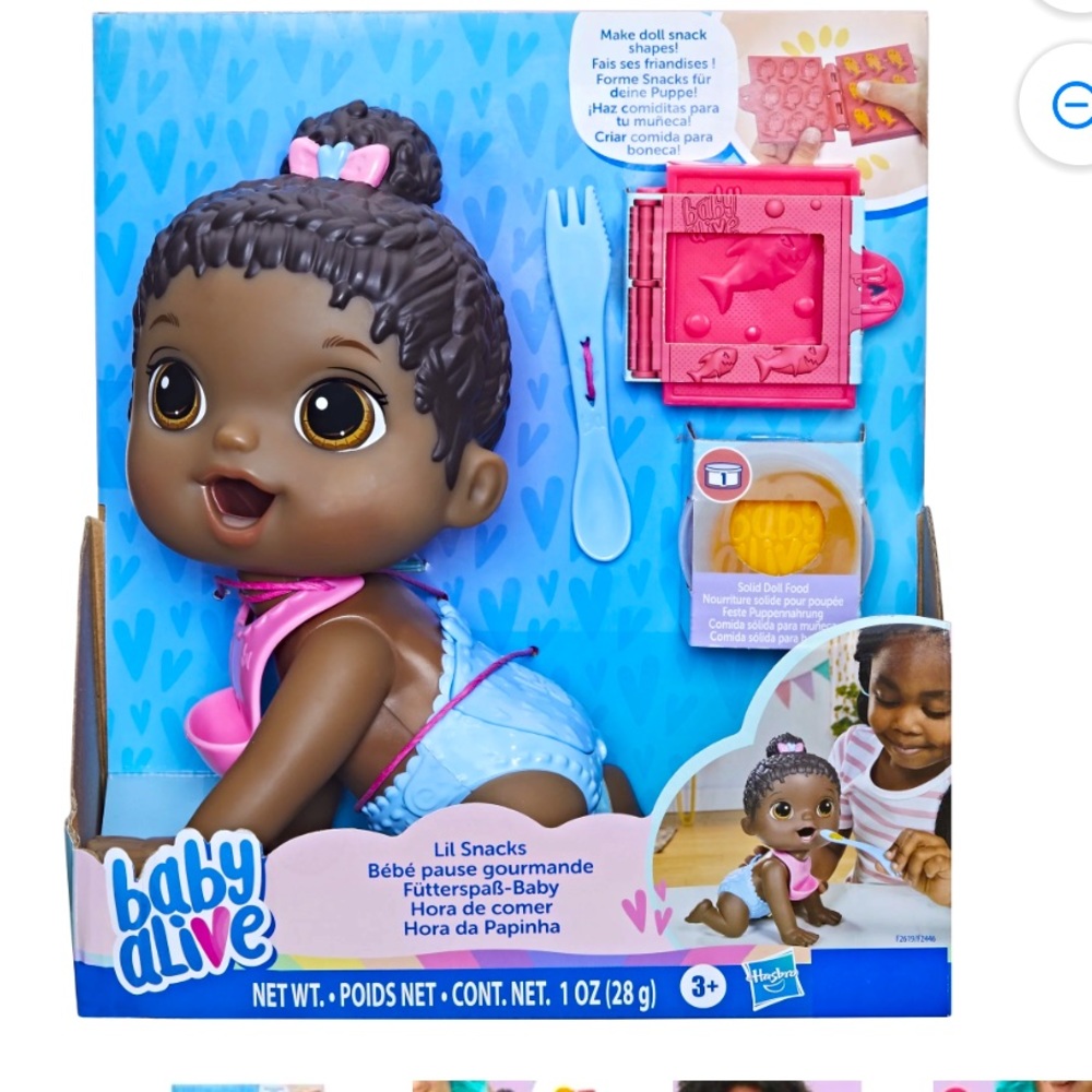 Baby Alive Lil Snacks Doll & accessories interactive toy baby doll 8" playset